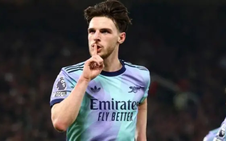 Rice scores equaliser but Arsenal held at Man Utd