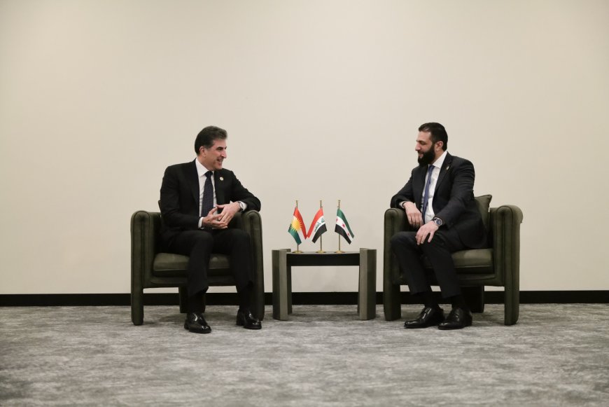 President Nechirvan Barzani meets with President Ahmed al-Sharaa