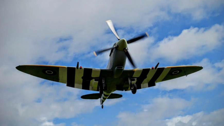 Arran Gordon saw this Spitfire G-CLXB taking flight over Perth Airport.