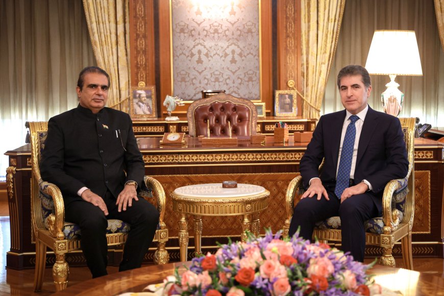 President Nechirvan Barzani receives the new Consul General of India