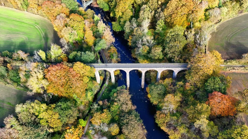 Neil Grant took this aerial shot of autumn colours at Almondell viaduct, East Calder.