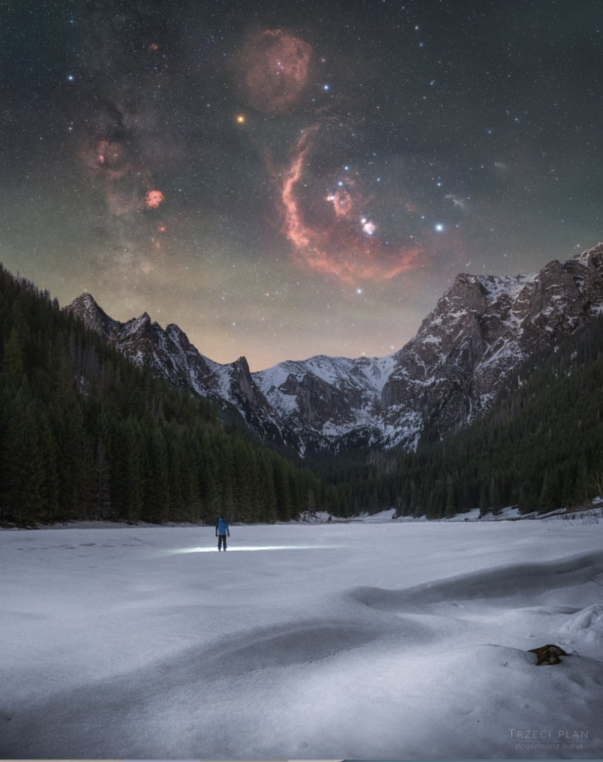 Orion's Treasures over Snowy Mountains