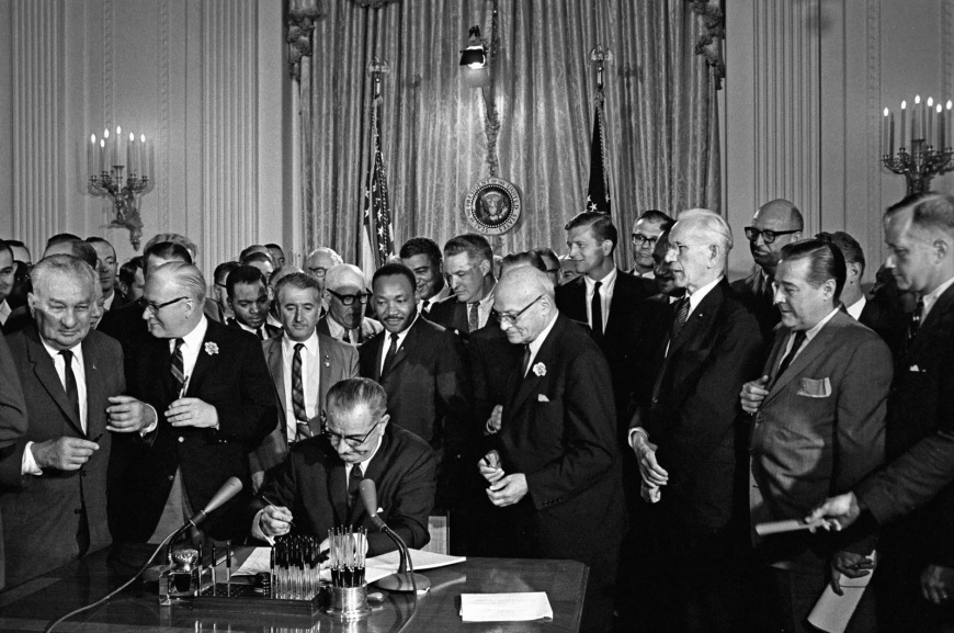 The signing of the Civil Rights Act
