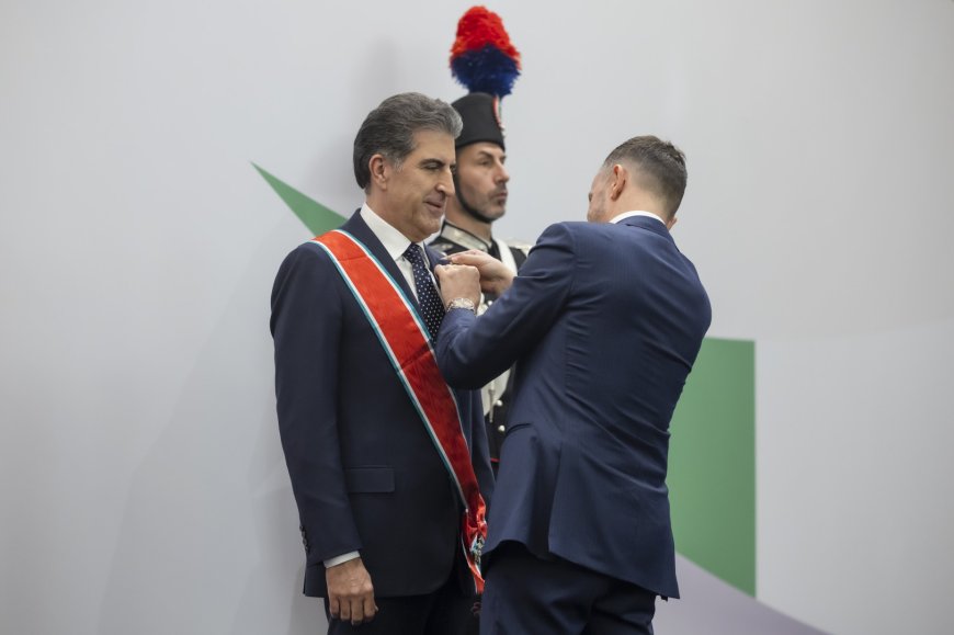 President Nechirvan Barzani becomes Knight Grand Cross of the Order of the Star of Italy