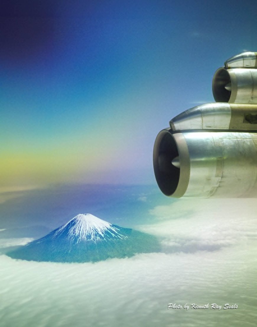 Boeing 707 over Mount Fuji